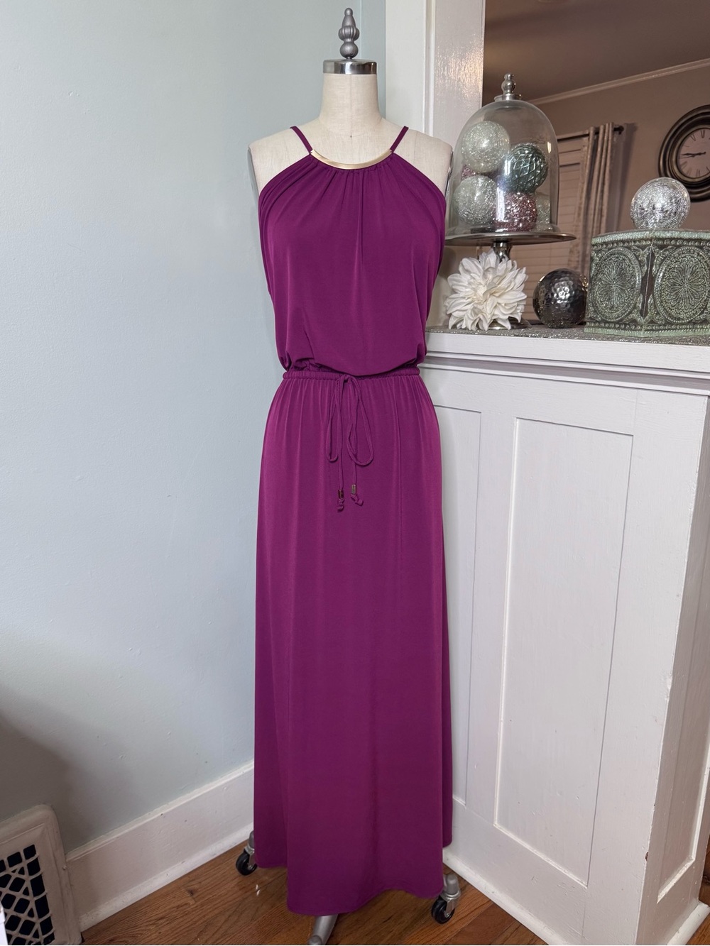 Lane Bryant Purple Halter Maxi Dress Elastic Tie Waist & Rose Gold Detail 22/24 - Picture 2 of 9